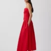 Maxikleid aus Popeline mit tief sitzender Taille