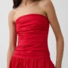 Maxikleid aus Popeline mit tief sitzender Taille