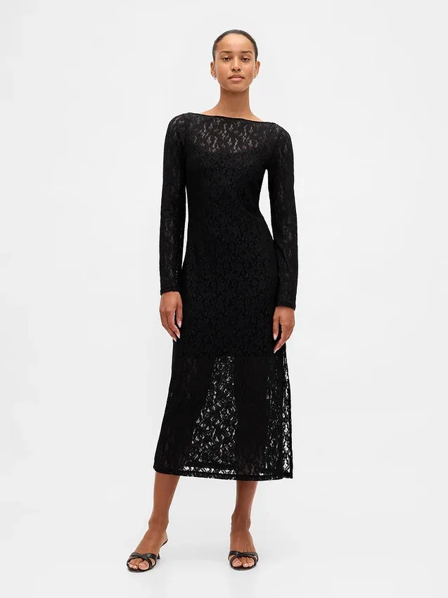 Maxikleid aus Spitze mit Glockenärmeln