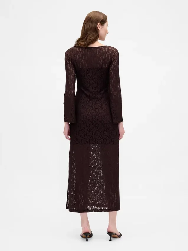 Maxikleid aus Spitze mit Glockenärmeln