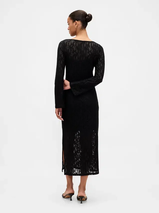 Maxikleid aus Spitze mit Glockenärmeln