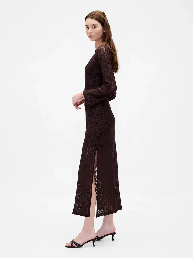 Maxikleid aus Spitze mit Glockenärmeln
