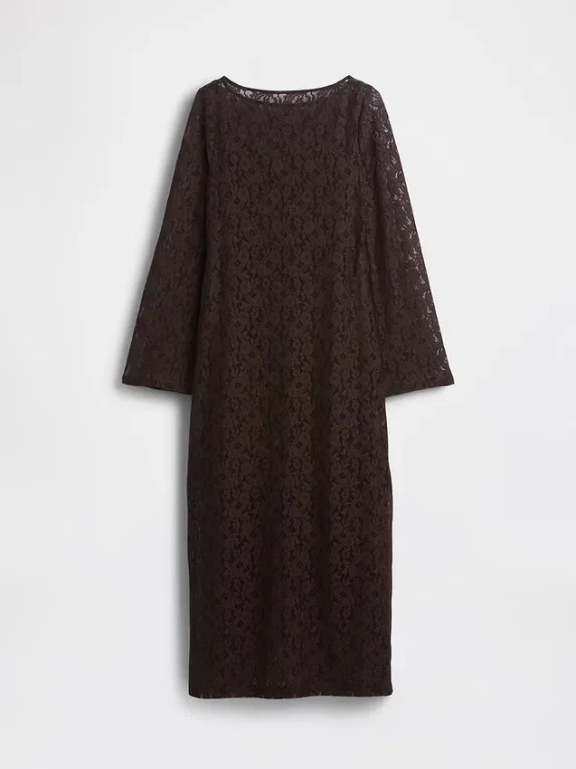 Maxikleid aus Spitze mit Glockenärmeln