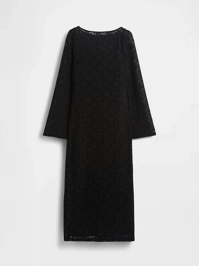 Maxikleid aus Spitze mit Glockenärmeln