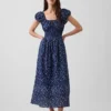 Maxikleid aus Voile mit gesmokter Taille