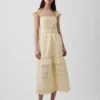 Maxikleid aus Voile mit Spitzenrüschen