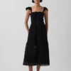 Maxikleid aus Voile mit Spitzenrüschen