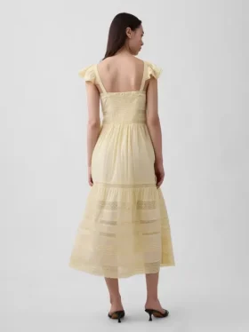 Maxikleid aus Voile mit Spitzenrüschen