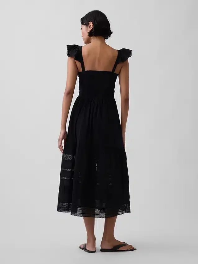 Maxikleid aus Voile mit Spitzenrüschen