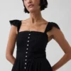 Maxikleid aus Voile mit Spitzenrüschen