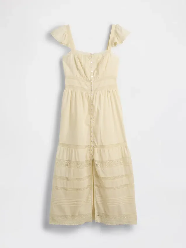 Maxikleid aus Voile mit Spitzenrüschen