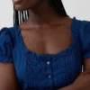 Maxikleid mit bestickten Puffärmeln