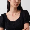 Maxikleid mit bestickten Puffärmeln