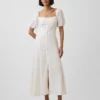 Maxikleid mit Empire-Taille aus Leinenmischung