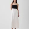 Maxikleid mit Empire-Taille aus Leinenmischung