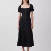 Maxikleid mit Empire-Taille aus Leinenmischung