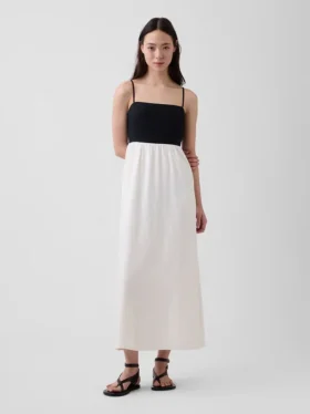 Maxikleid mit Empire-Taille aus Leinenmischung