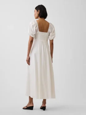 Maxikleid mit Empire-Taille aus Leinenmischung