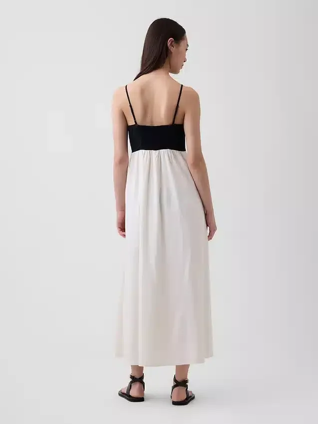 Maxikleid mit Empire-Taille aus Leinenmischung
