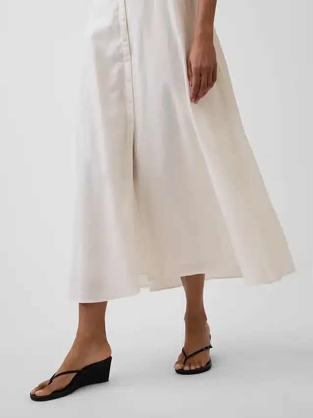 Maxikleid mit Empire-Taille aus Leinenmischung