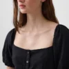 Maxikleid mit Empire-Taille aus Leinenmischung