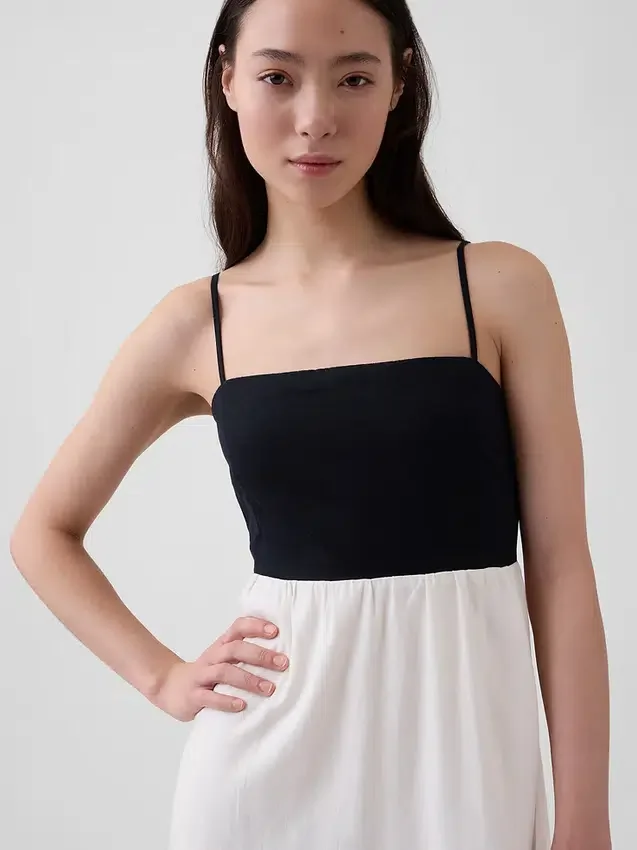 Maxikleid mit Empire-Taille aus Leinenmischung