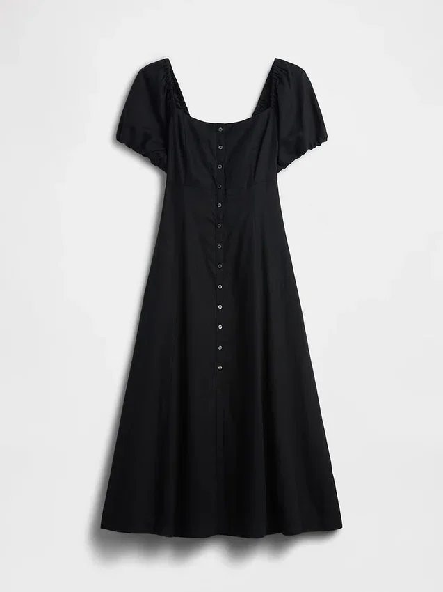 Maxikleid mit Empire-Taille aus Leinenmischung