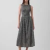 Maxikleid mit Gingham-Muster und Smok-Detail an der tief sitzenden Taille
