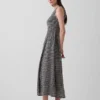 Maxikleid mit Gingham-Muster und Smok-Detail an der tief sitzenden Taille