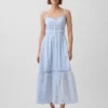 Maxikleid mit Knopfleiste und Spitzenbesatz