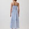 Maxikleid mit Knopfleiste und Spitzenbesatz