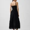 Maxikleid mit Knopfleiste und Spitzenbesatz