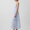Maxikleid mit Knopfleiste und Spitzenbesatz