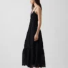 Maxikleid mit Knopfleiste und Spitzenbesatz