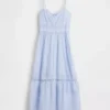 Maxikleid mit Knopfleiste und Spitzenbesatz