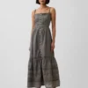 Maxikleid mit Lochstickerei und Stufenschnitt
