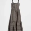 Maxikleid mit Lochstickerei und Stufenschnitt