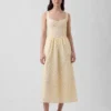 Maxikleid mit Lochstickerei und tief sitzender Taille