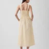 Maxikleid mit Lochstickerei und tief sitzender Taille