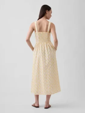Maxikleid mit Lochstickerei und tief sitzender Taille