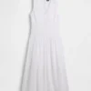 Maxikleid mit Lochstickerei und tiefem Taillenbund