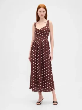 Maxikleid mit Naht und tief sitzender Taille