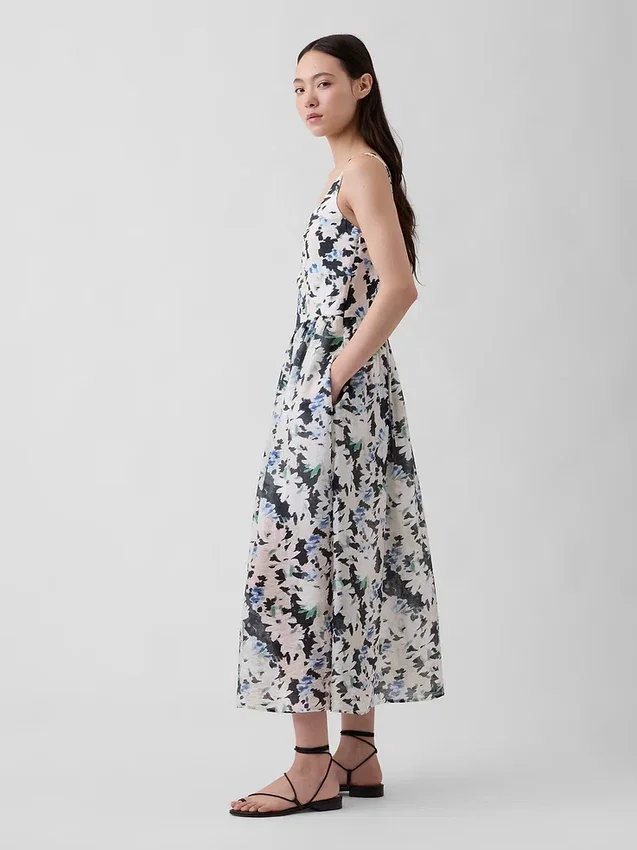 Maxikleid mit Naht und tief sitzender Taille