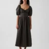 Maxikleid mit Puffärmeln und Korsett-Optik