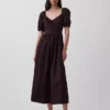 Maxikleid mit Puffärmeln und Korsett-Optik