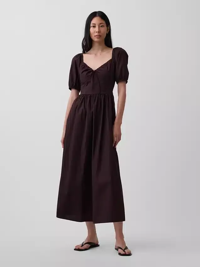 Maxikleid mit Puffärmeln und Korsett-Optik