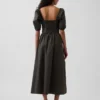 Maxikleid mit Puffärmeln und Korsett-Optik