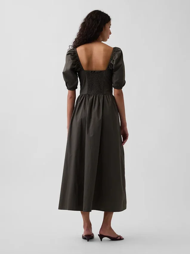 Maxikleid mit Puffärmeln und Korsett-Optik