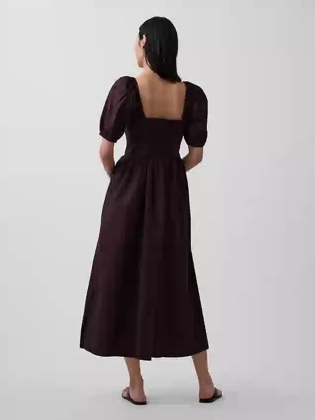 Maxikleid mit Puffärmeln und Korsett-Optik