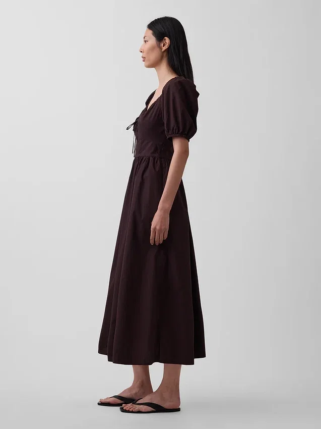 Maxikleid mit Puffärmeln und Korsett-Optik